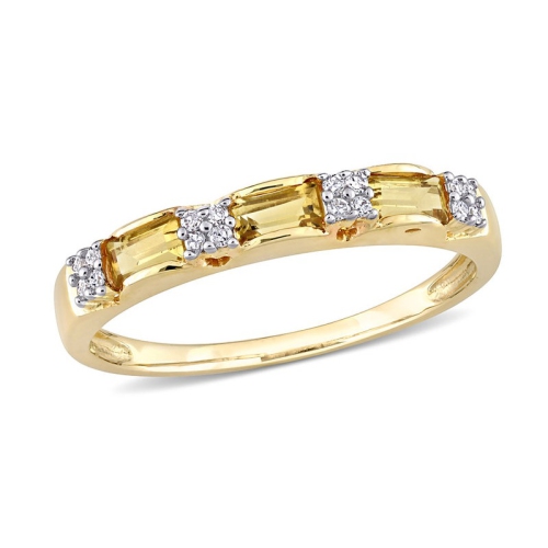 GEM AND HARMONY  1/3 Carat (Ctw) Citrine And Diamond Band Ring In 10K Gold In Yellow