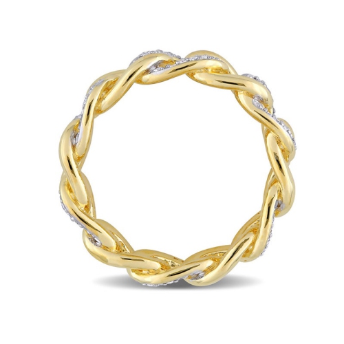 1/4 Carat Diamond Link Ring Yellow Plated Sterling Silver