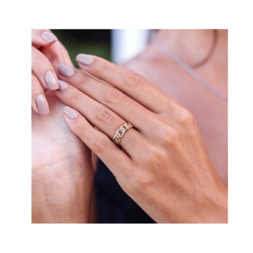 1/4 Carat Diamond Link Ring Yellow Plated Sterling Silver