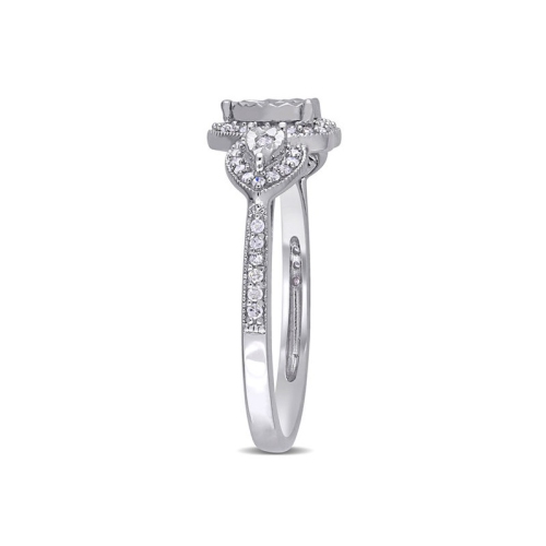 3/10 Carat Diamond Three Stone Heart Ring in Sterling Silver