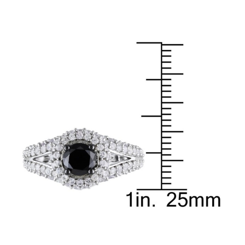 1.00 Carat Black Diamond Promise Ring with Lab-Created White Sapphires in Sterling Silver