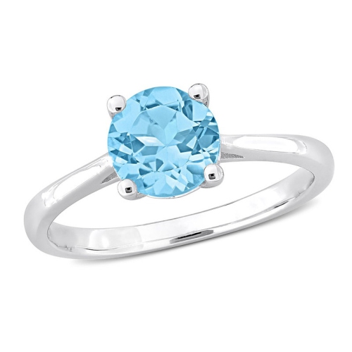 GEM AND HARMONY  1.58 Carat (Ctw) Topaz Solitaire Ring In Sterling Silver In Blue