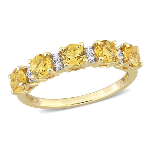 GEM AND HARMONY  1.30 Carat (Ctw) Citrine Band Ring In Plated Sterling Silver In Yellow