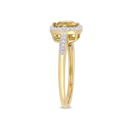 3/4 Carat Cushion-Cut Citrine Halo Ring in 10K Yellow Gold with Diamonds
