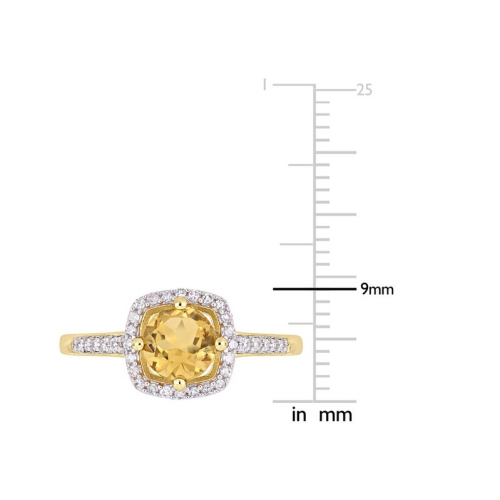 3/4 Carat Cushion-Cut Citrine Halo Ring in 10K Yellow Gold with Diamonds