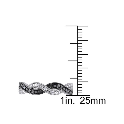 1/10 Carat Black & White Diamond Infinity Ring Band in Sterling Silver