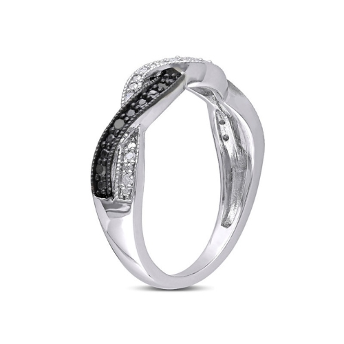 1/10 Carat Black & White Diamond Infinity Ring Band in Sterling Silver