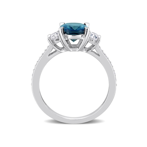 2.50 Carat London Blue Topaz Ring in 14K White Gold with Diamonds