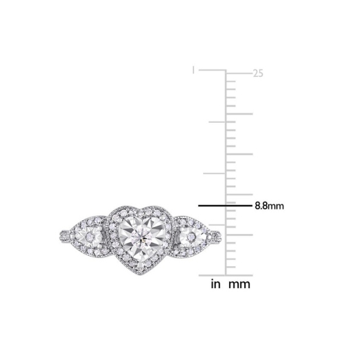 3/10 Carat Diamond Three Stone Heart Ring in Sterling Silver