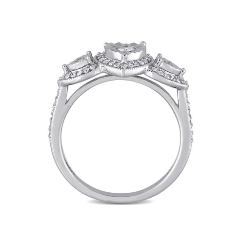 3/10 Carat Diamond Three Stone Heart Ring in Sterling Silver