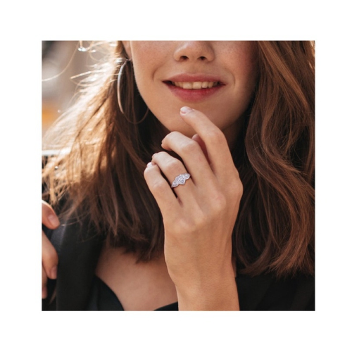 3/10 Carat Diamond Three Stone Heart Ring in Sterling Silver