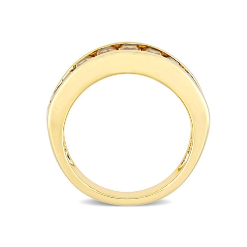 2.34 Carat Baguette-Cut Citrine Band Ring in Yellow Plated Sterling Silver