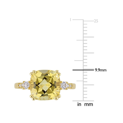 3.50 Carat Cushion-Cut Citrine Ring in 10K Yellow Gold