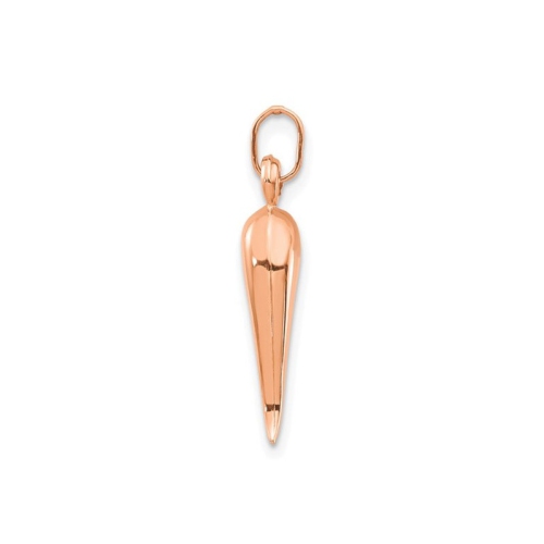 14K Rose Pink Gold Italian Horn Pendant Necklace