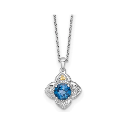 GEM AND HARMONY  2.10 Carat (Ctw) London Topaz Pendant Necklace In Sterling Silver With Chain In Blue