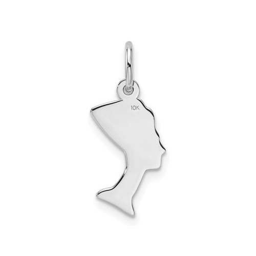 10K White Gold Egyptian Nefertiti Charm Pendant