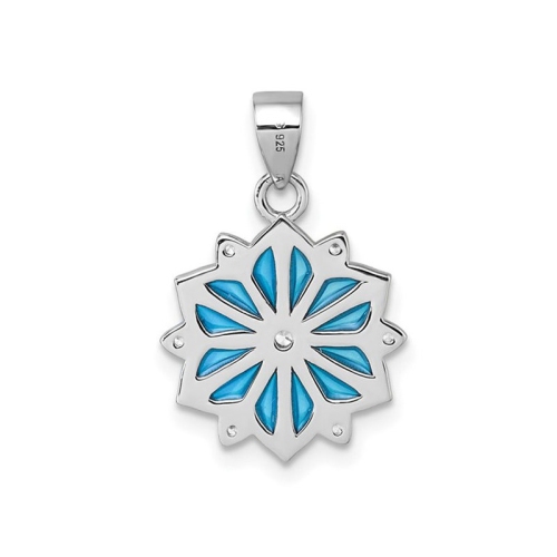 Sterling Silver Blue Enamel Snowflake Pendant Necklace with Chain