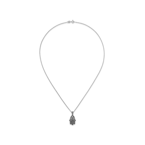 Sterling Silver Filigree Hamsa Pendant Necklace with Chain