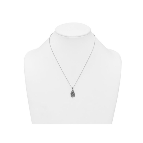 Sterling Silver Filigree Hamsa Pendant Necklace with Chain