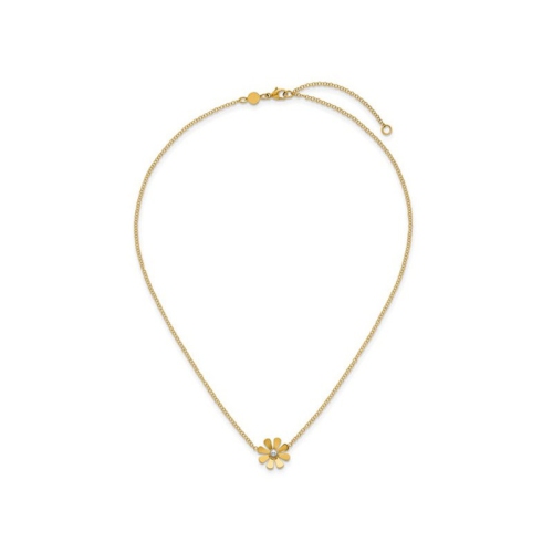 14K Yellow and White Gold Flower Pendant Necklace Charm with Chain