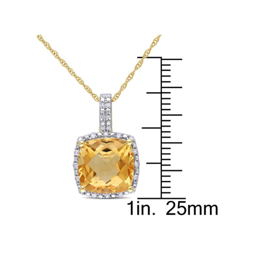 4.00 Carat Citrine Halo Pendant Necklace in 10k Yellow Gold with Chain