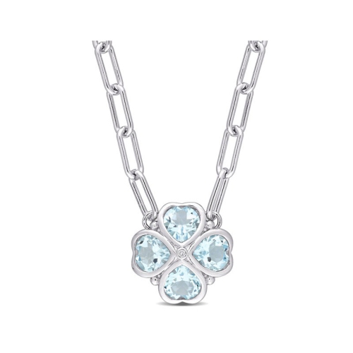 GEM AND HARMONY  3.92 Carat (Ctw) Topaz Heart Pendant Necklace In Sterling Silver With Chain In Blue