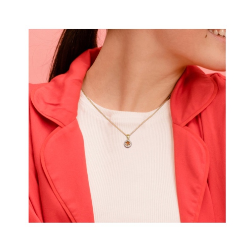 3/4 Carat Citrine Halo Pendant Necklace in 10K Yellow Gold with Chain