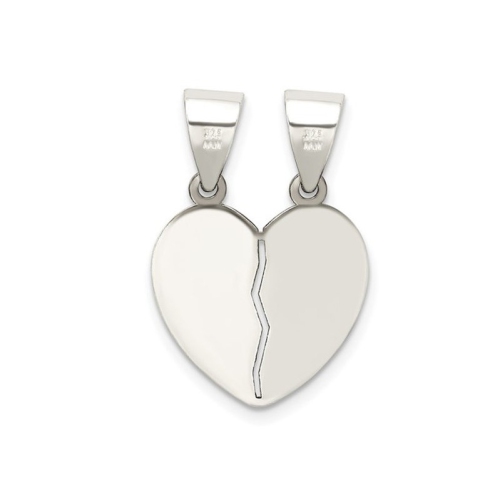 Sterling Silver Antiqued Mini I Love You Break Apart Heart Pendant Necklace with Chains