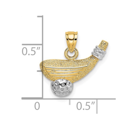 10K Yellow Gold Golf Club and Ball Charm Pendant