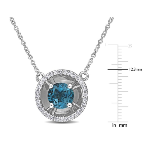 2.10 Carat London Blue Topaz Pendant and Earrings Set in 10K White Gold