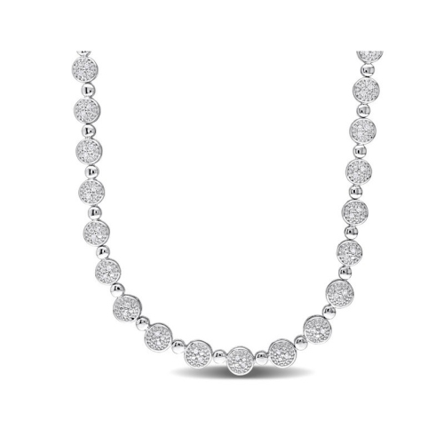 GEM AND HARMONY  Sterling 1/2 Carat (Ctw) Diamond Tennis Necklace (17 Inches 6.5Mm) In Silver