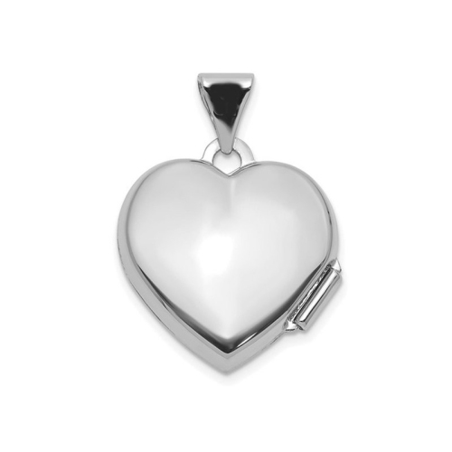 14K White Gold LOVE OF MY LIFE Heart Locket Pendant