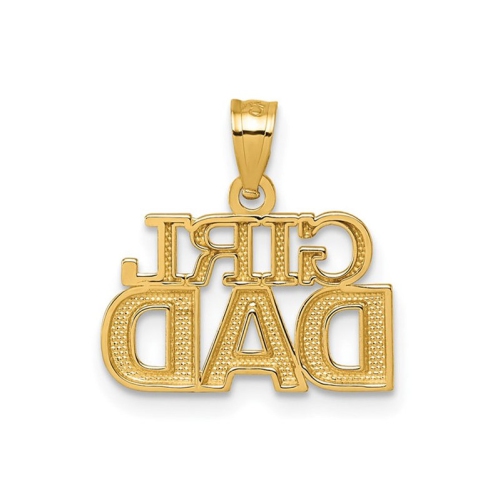 14K Yellow Gold GIRL DAD Charm Pendant