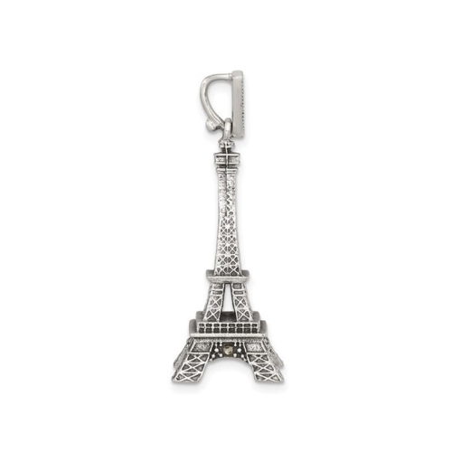 Eiffel Tower Charm Pendant Necklace in Sterling Silver with Chain