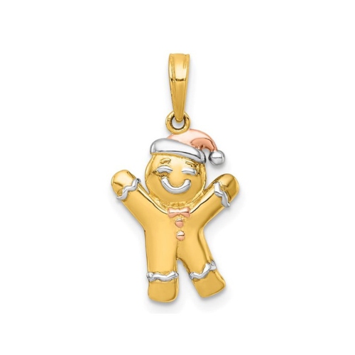 14K Yellow Gold Gingerbread Man Charm Pendant