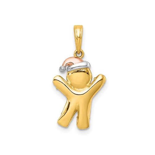 Pendentif en forme de bonhomme en pain d'épice en or jaune 14 K