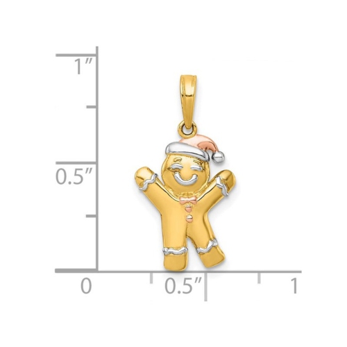 Pendentif en forme de bonhomme en pain d'épice en or jaune 14 K