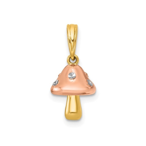 GEM AND HARMONY  14K And Rose Gold Mushroom Charm Pendant (No Chain) In Yellow