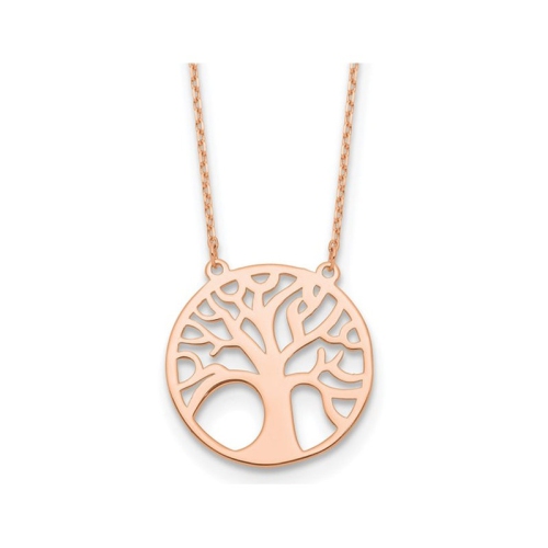 14K Rose Gold Tree of Life Pendant Necklace with Chain