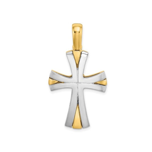 14K Yellow and White Gold Polished Cross Pendant