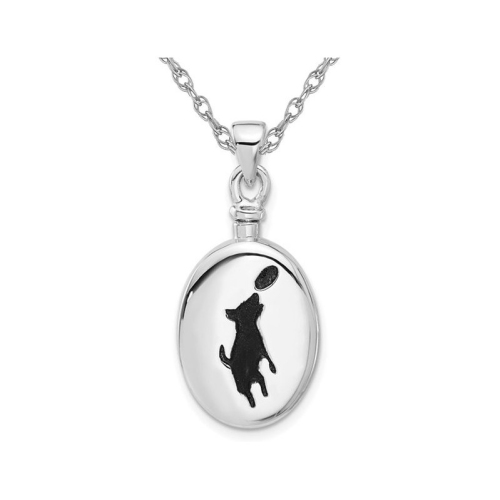 Sterling Silver Dog Ash Holder Pendant Necklace with Chain