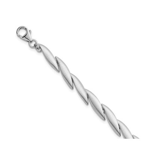 Sterling Silver Brushed Link Bracelet 7 Inches