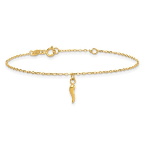 14K Yellow Gold Puffed Heart Paper-Clip Link Bracelet