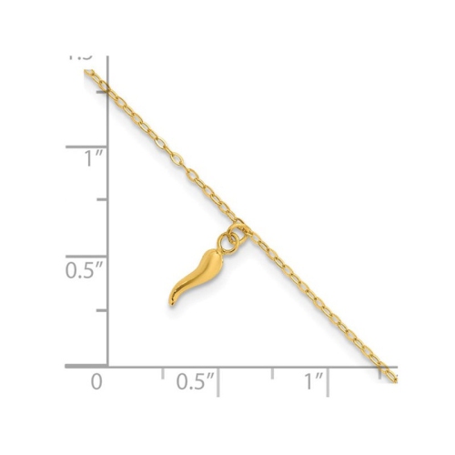 Bracelet à mailles trombones en forme de coeur soufflé en or jaune 14 K