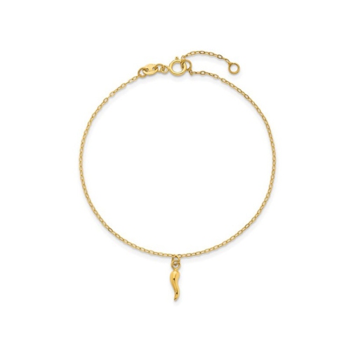 Bracelet à mailles trombones en forme de coeur soufflé en or jaune 14 K