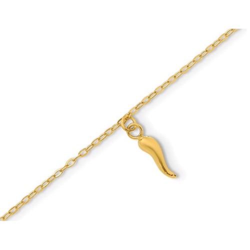 Bracelet à mailles trombones en forme de coeur soufflé en or jaune 14 K