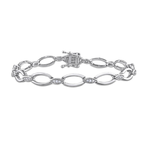 1/4 Carat Diamond Oval Link Bracelet in Sterling Silver