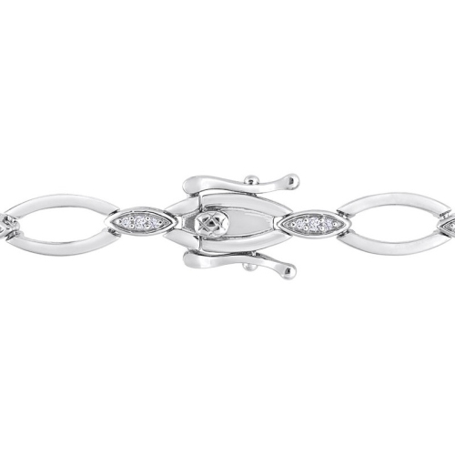 1/4 Carat Diamond Oval Link Bracelet in Sterling Silver