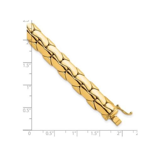 Bracelet à mailles fantaisie en or jaune 14 ct poli pour femmes