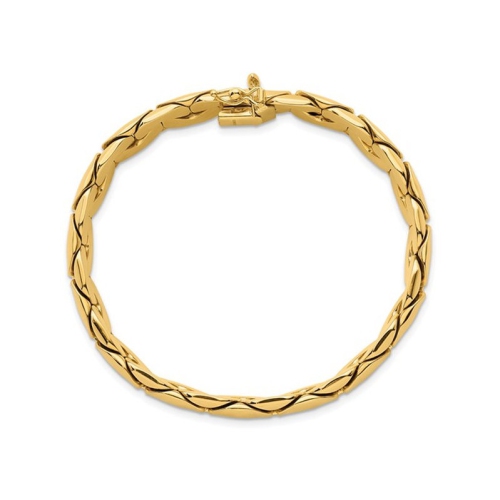 Bracelet à mailles fantaisie en or jaune 14 ct poli pour femmes